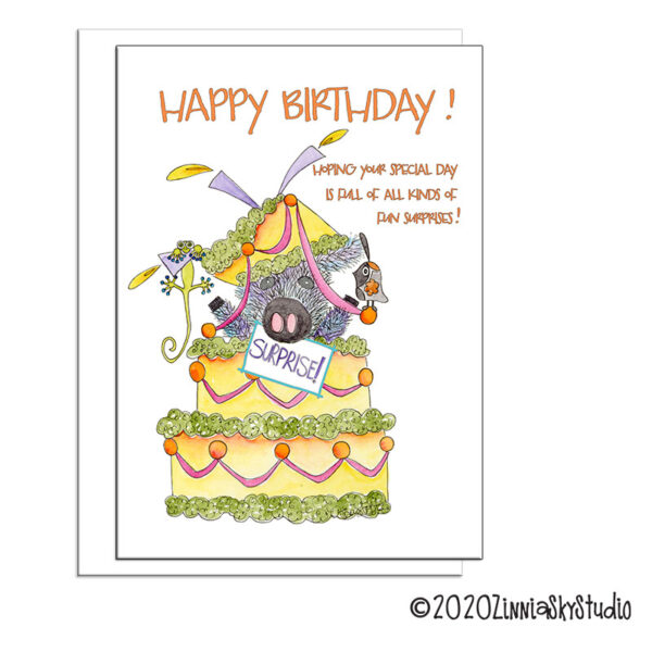 Birthday Surprise Javelina Pig | Birthday Card | Zinnia Sky Studio