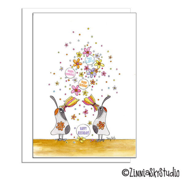 Southwest Birthday Quail Confetti | Birthday Card | Zinnia Sky Studio