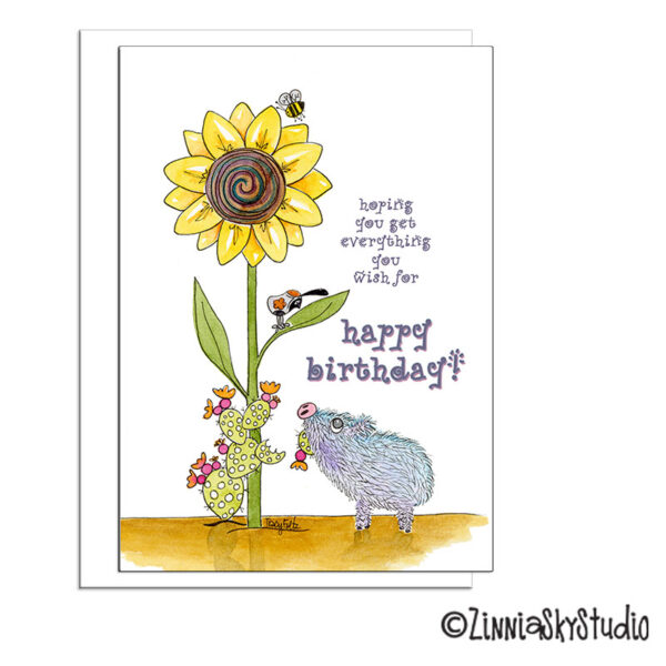 Javelina Pig Sunflower | Birthday Card | Zinnia Sky Studio