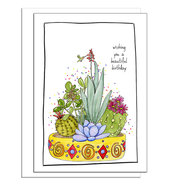 Succulent Flowers Yellow | Birthday Card | Zinnia Sky Studio