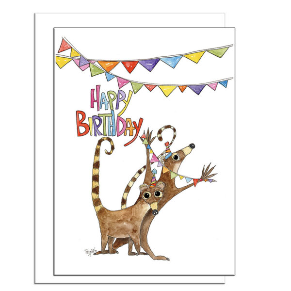 Desert Coatimundis | Birthday Card | Zinnia Sky Studio