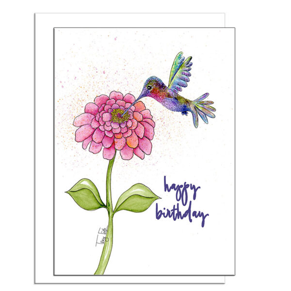 Hummingbird Zinnia | Birthday Card | Zinnia Sky Studio