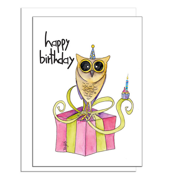 Funny Owl Present | Birthday Card | Zinnia Sky Studio