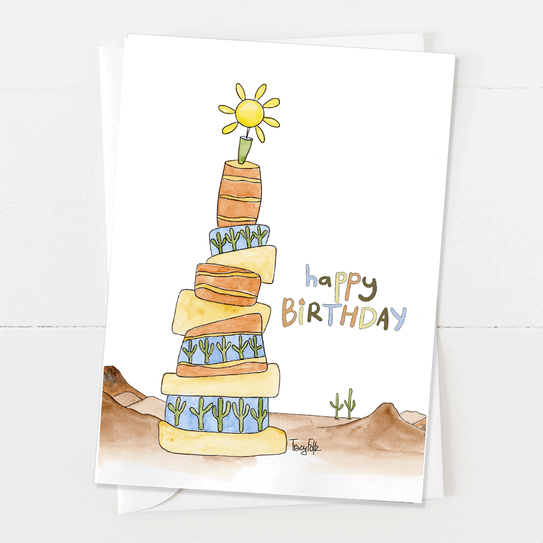 Cake in the Desert | Birthday Card | Zinnia Sky Studio