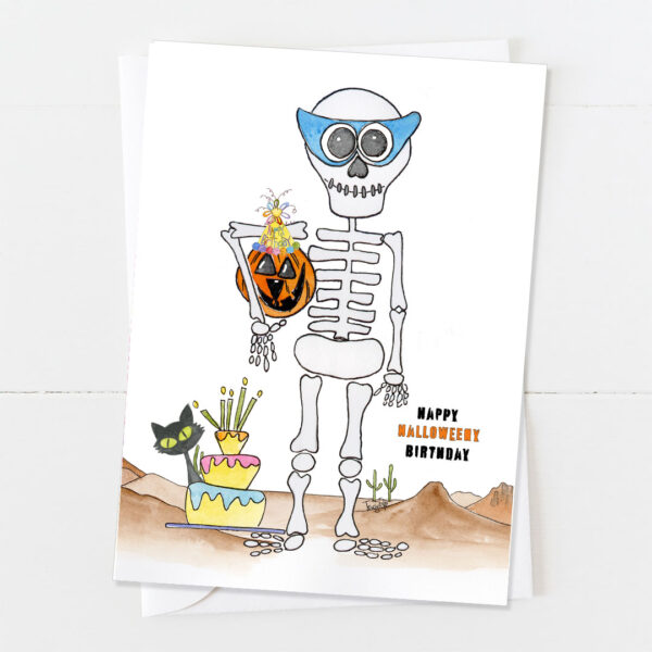 Skeleton Halloween | Birthday Card | Zinnia Sky Studio