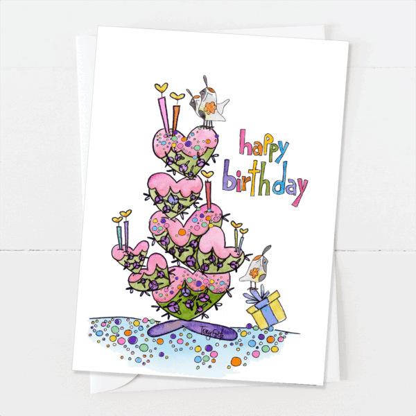 Cactus Cake Birds | Birthday Card | Zinnia Sky Studio