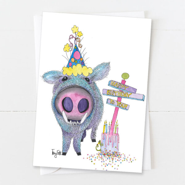 Party Javelina Blue | Birthday Card | Zinnia Sky Studio
