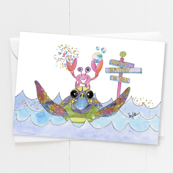 Turtle Crab Confetti | Birthday Card | Zinnia Sky Studio