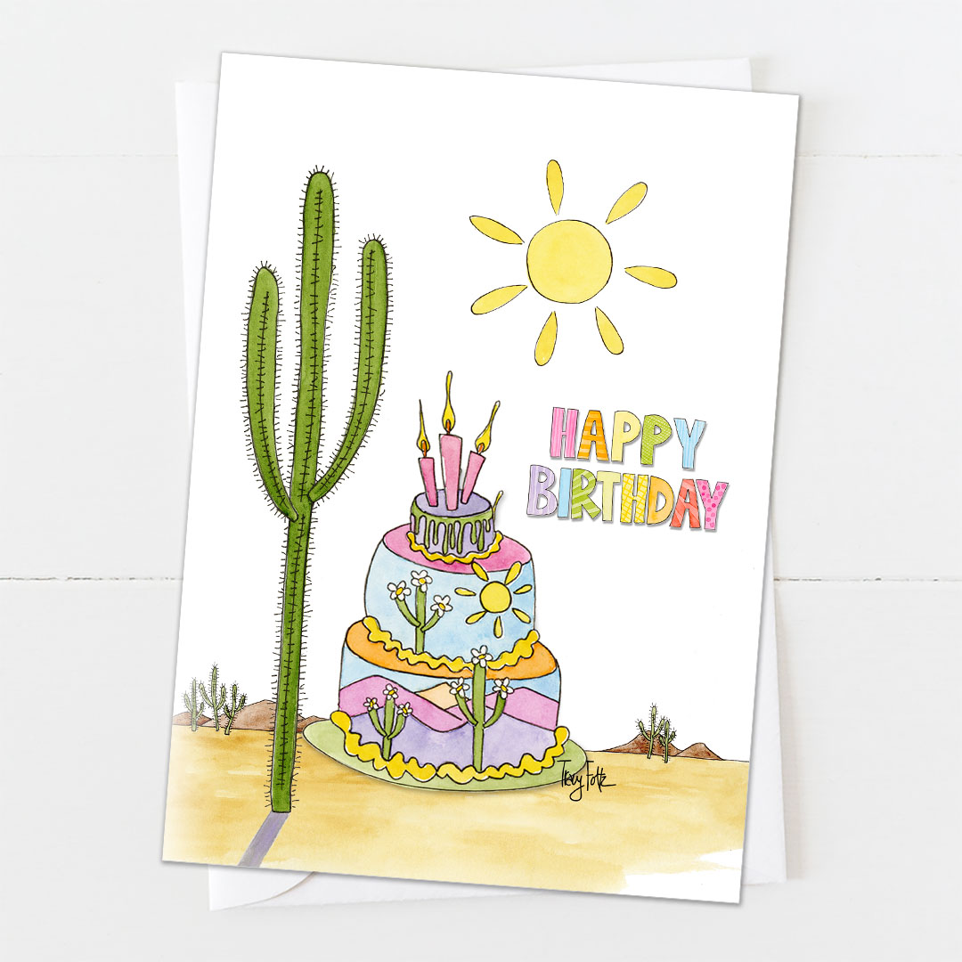 Desert Celebration Saguaro | Birthday Card | Zinnia Sky Studio