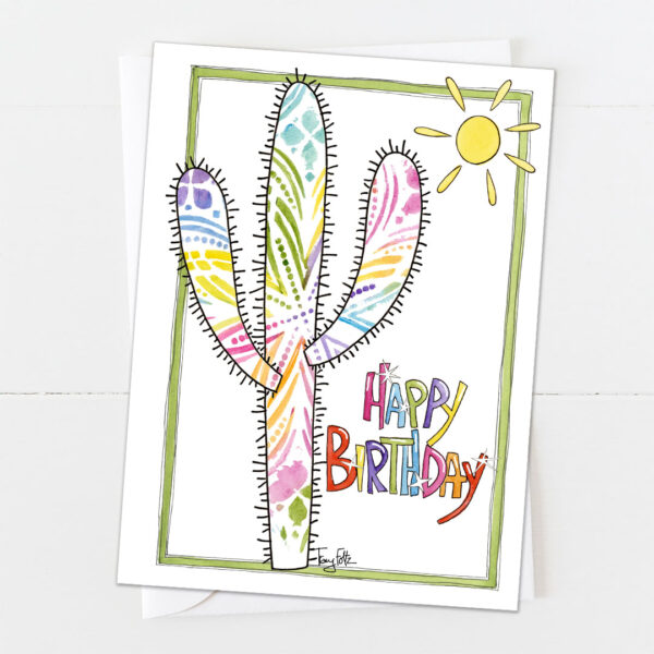 Saguaro Watercolor Stencil | Birthday Card | Zinnia Sky Studio
