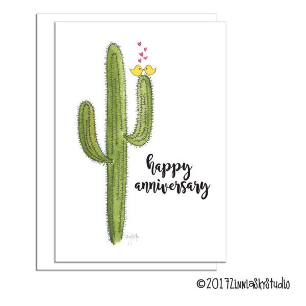 Southwest Saguaro Cactus | Anniversary Card | Zinnia Sky Studio