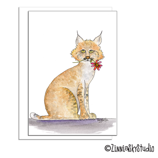 Bobcat Flower | Blank Card | Zinnia Sky Studio
