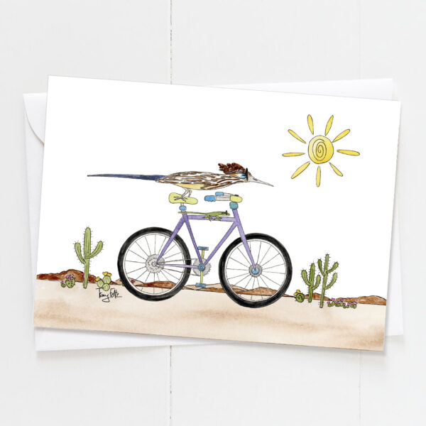 Road Runner Bicycle | Blank Card | Zinnia Sky Studio