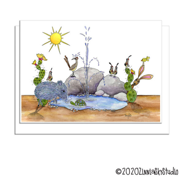 Fountain Southwest Critters | Blank Card | Zinnia Sky Studio