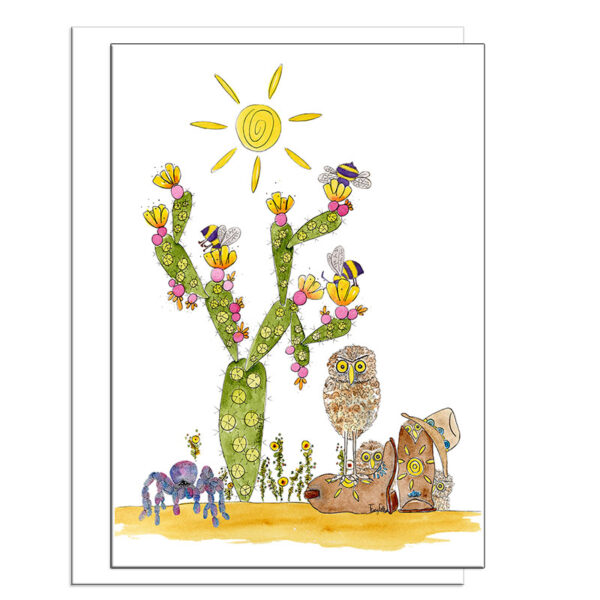 Desert Critters Cactus | Blank Card | Zinnia Sky Studio