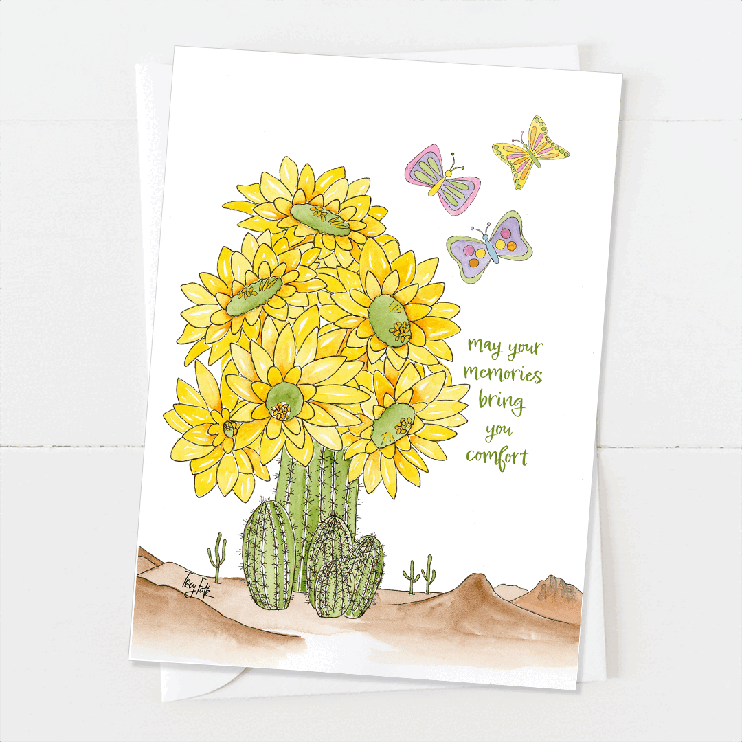 Yellow Cactus | Celebration of Life Card | Zinnia Sky Studio