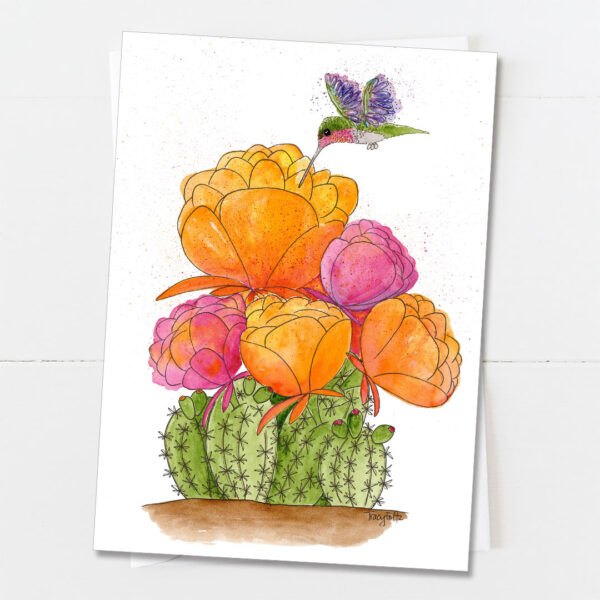 Cactus Pink Orange | Blank Card | Zinnia Sky Studio