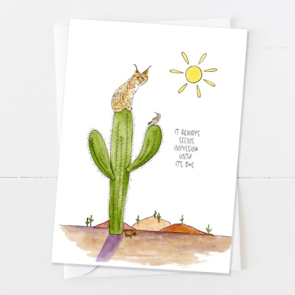 Bobcat Impossible | Blank Card | Zinnia Sky Studio