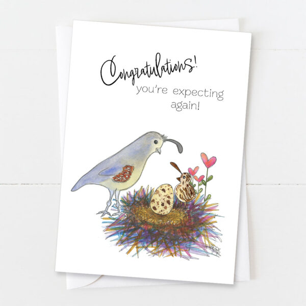Mama Quail Expecting Again | Expecting Card | Zinnia Sky Studio