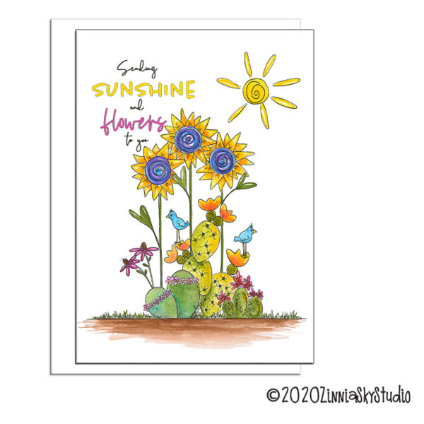Sunshine and Succulent Flowers | Friend Card | Zinnia Sky Studio