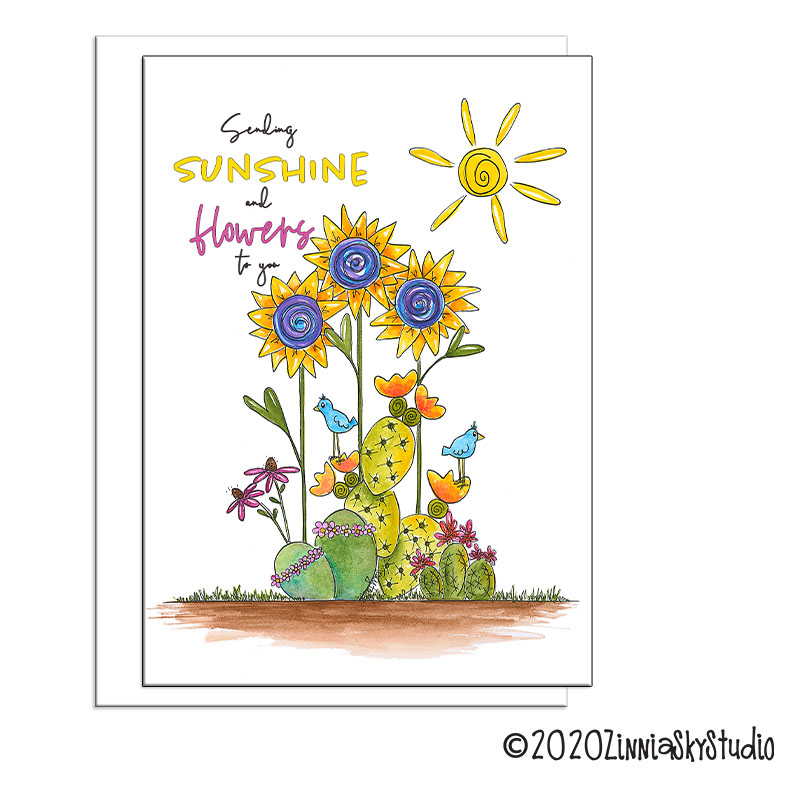 Sunshine and Succulent Flowers | Friend Card | Zinnia Sky Studio