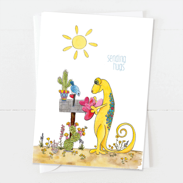 Sending Hugs Lizard | Friend Card | Zinnia Sky Studio
