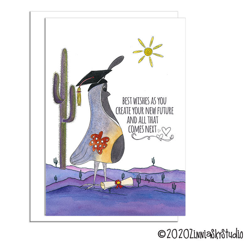 Southwest Quail Bird Graduate | Graduation Card | Zinnia Sky Studio