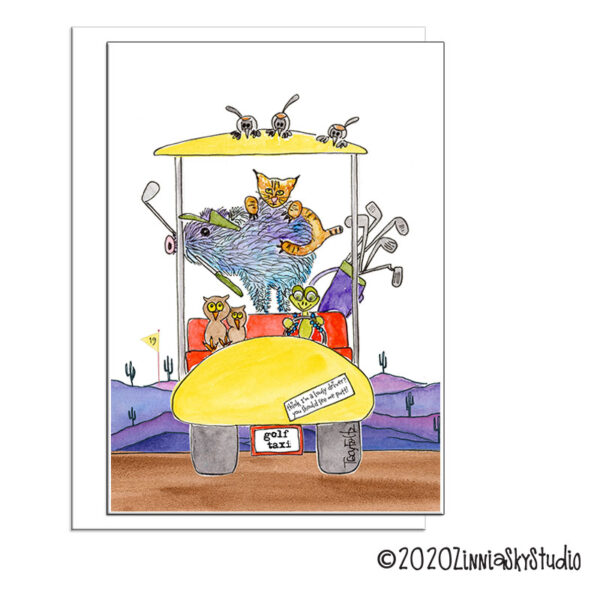 Golf Cart Critters | Blank Card | Zinnia Sky Studio