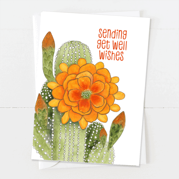 Desert Cactus Orange | Get Well Card | Zinnia Sky Studio