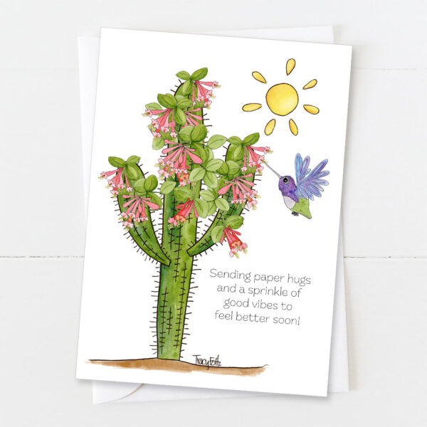 Honeysuckle Hummingbird | Get Well Card | Zinnia Sky Studio