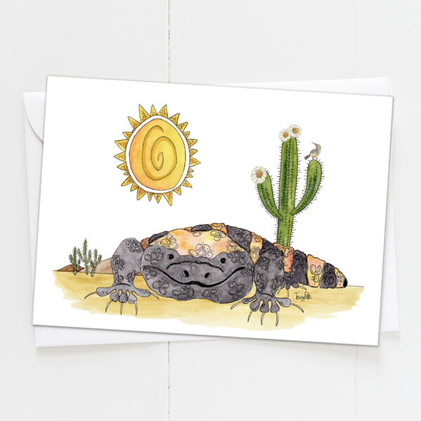Sunny Gila Monster | Blank Card | Zinnia Sky Studio