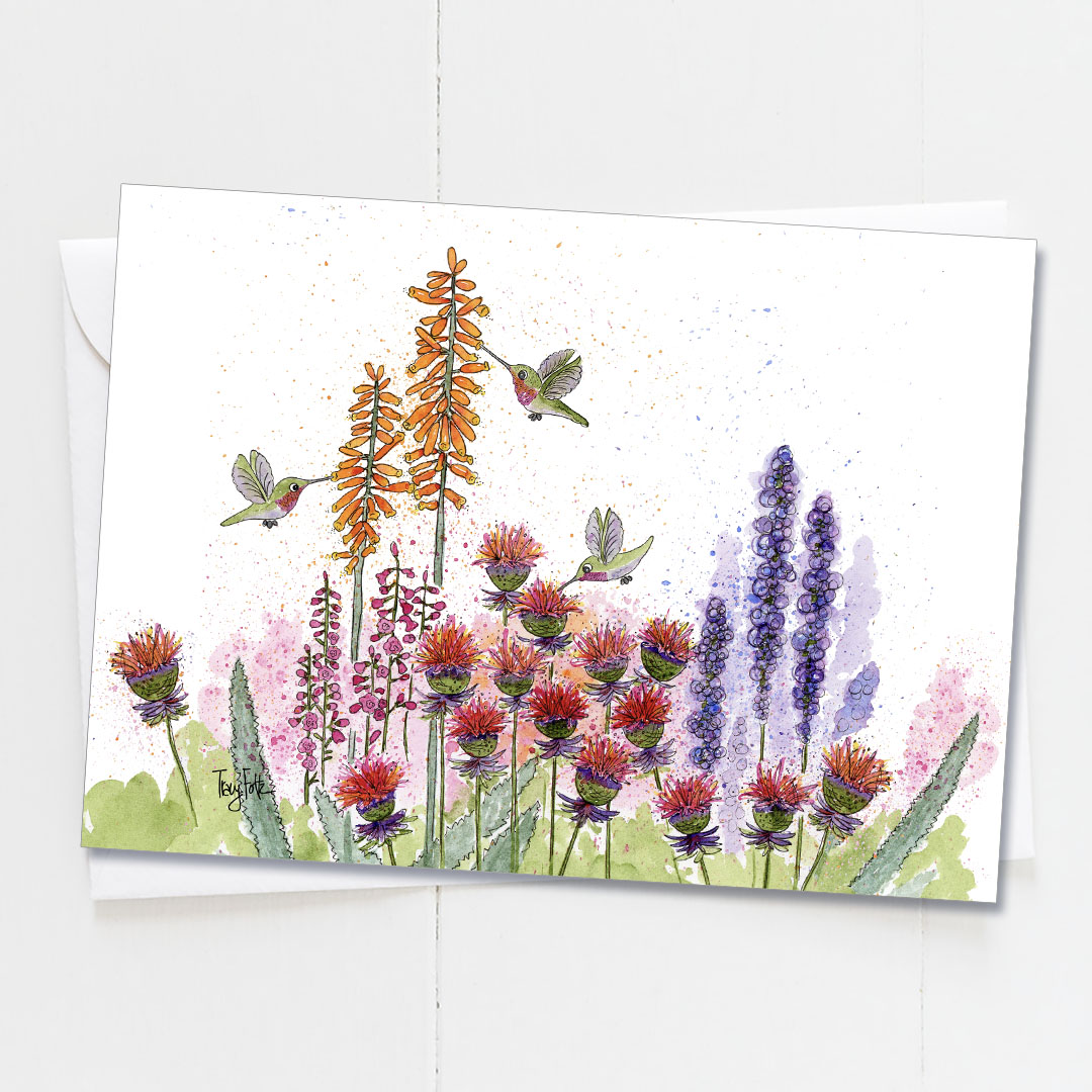 Hummingbirds Wildflowers | Blank Card | Zinnia Sky Studio