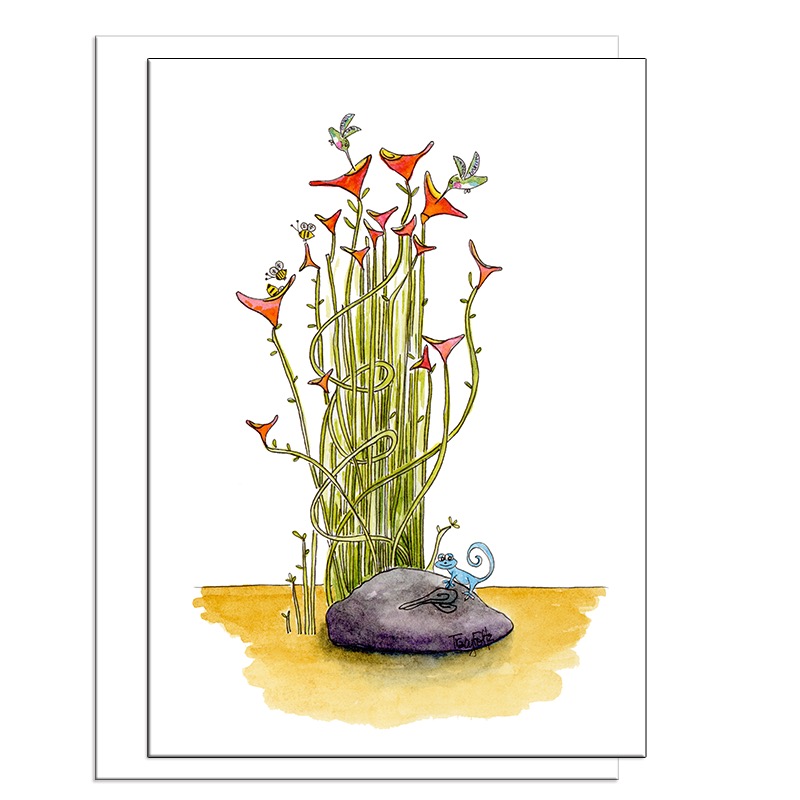 Lady Slipper Lizard | Blank Card | Zinnia Sky Studio