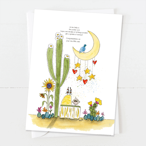 Desert Cactus Moon | New Baby Card | Zinnia Sky Studio