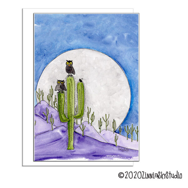 Owls in the Moonlight | Blank Card | Zinnia Sky Studio