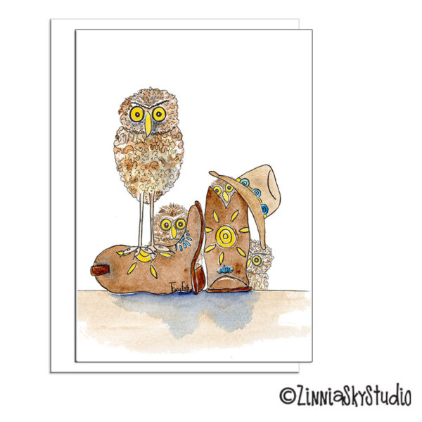 Owls in Boots | Blank Card | Zinnia Sky Studio