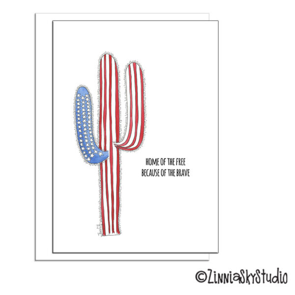 Patriotic Southwest Home of the Free Cactus | Zinnia Sky Studio