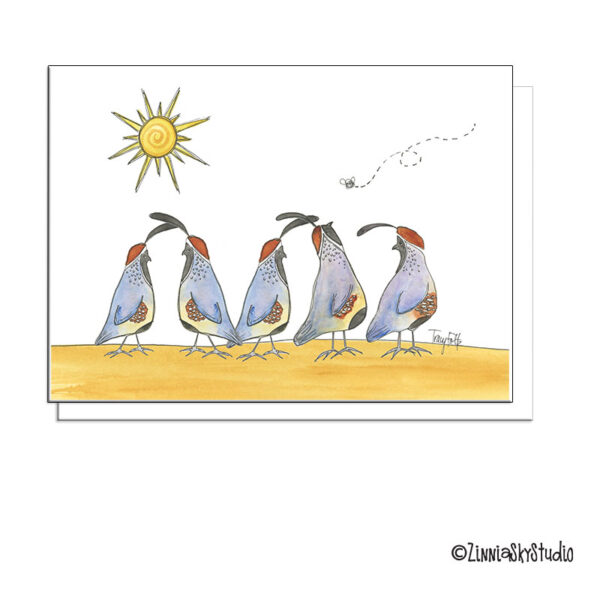 Southwest Desert Quail + Fly | Blank Card | Zinnia Sky Studio