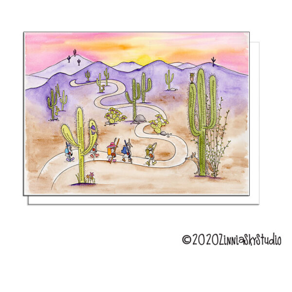 Desert Hikers | Blank Card | Zinnia Sky Studio