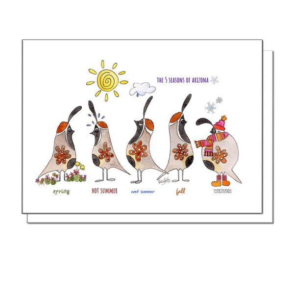 Quail 5 Seasons | Blank Card | Zinnia Sky Studio
