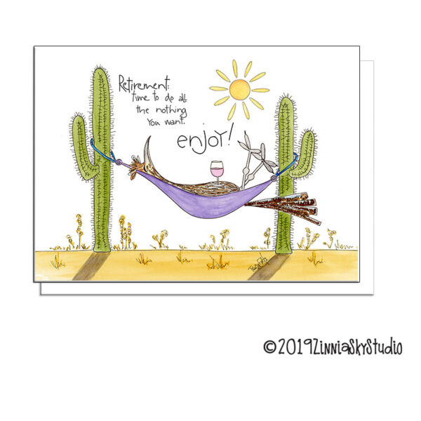 Road Runner Hammock | Retirement Card | Zinnia Sky Studio