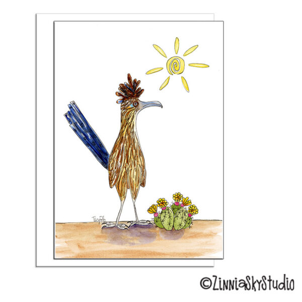 Road Runner Flowers | Blank Card | Zinnia Sky Studio