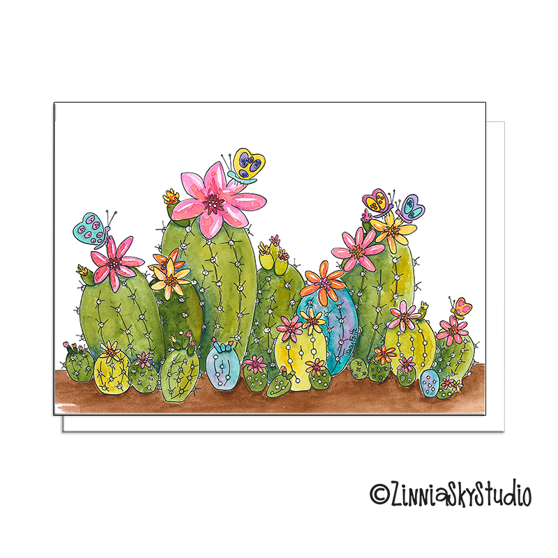 Succulents Flowers | Blank Card | Zinnia Sky Studio