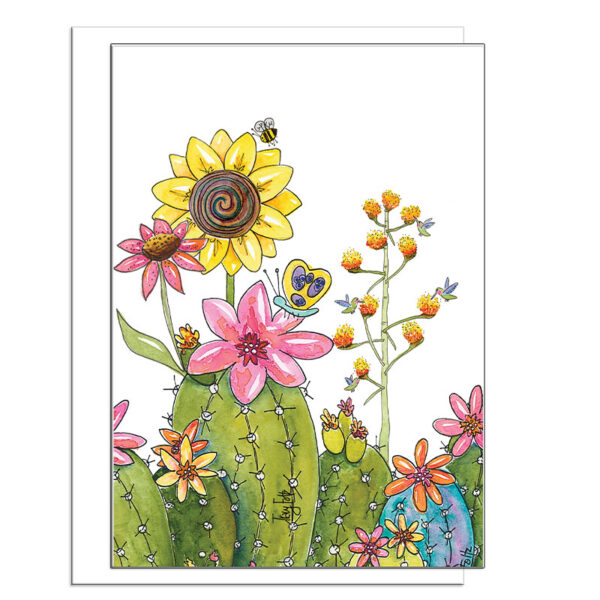 Succulents Sunflower Cactus | Blank Card | Zinnia Sky Studio