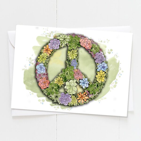 Succulents Peace Sign | Blank Card | Zinnia Sky Studio