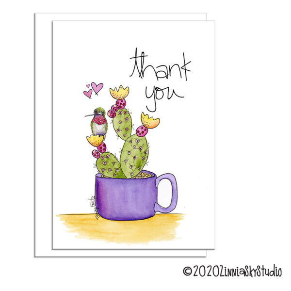 Hummingbird Purple Mug | Thank You Card | Zinnia Sky Studio