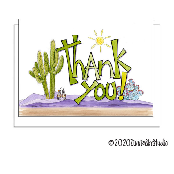 Cactus Succulent Green | Thank You Card | Zinnia Sky Studio