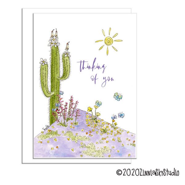 Flowers Butterflies Purple Desert Meadow  | Thinking of You Card | Zinnia Sky Studio