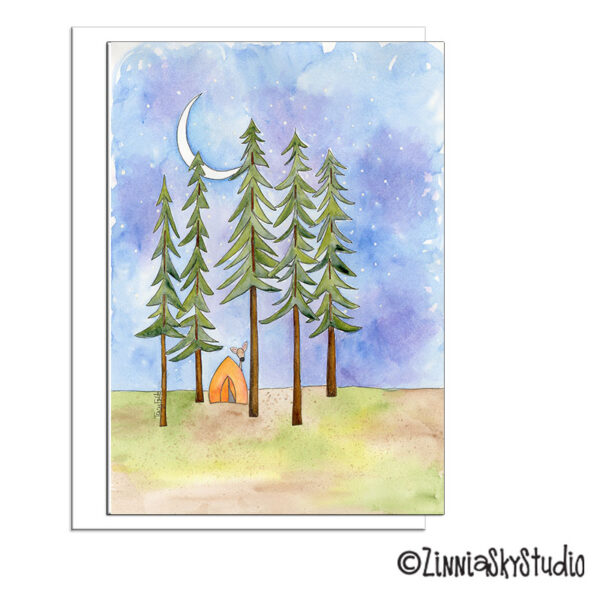 Pine Tree Tent Camping | Blank Card | Zinnia Sky Studio