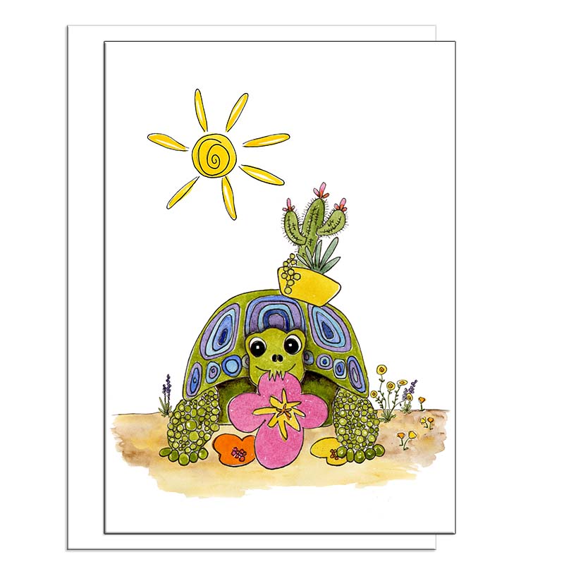Tortoise Flower | Blank Card | Zinnia Sky Studio